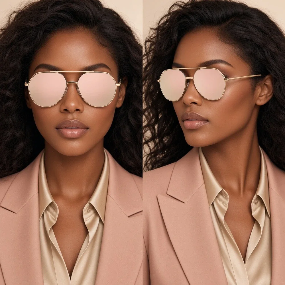 Sunglasses, Fashion Sunglasses Vintage Metal Pink Mirror Lens Glasses Women 2026